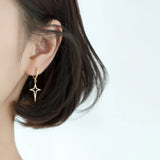 Daiiibabyyy  Retro Classic Black Enamel Star Drop Dangle Earrings for Women Cute Five-pointed Star Stainless Steel Hoop Earrings Jewelry Gift