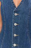Daiiibabyyy  Summer Woman Denim Dress Cotton V Neck Jeans Dress High Waist Short Denim Dresses Mini Tie Back Jean Dress Front Buttons
