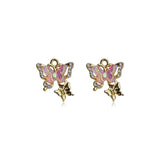 DAIIIBABYYY  -  2/5/10pcs Y2k Accessories Rhinestone Butterfly Heart Jewelry Pendant DIY Handmade Earrings Bracelet Necklace Pendant Material
