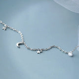 Daiiibabyyy 2024 925 Sterling Silver Shiny Zircon Moon Star Choker Pendant Charm Long Chain CZ Crystal Necklace Women Wedding Fine Jewelry