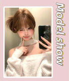 DAIIIBABYYY  -  Early Baby Full Head Wig Women's Style Fake Hair Bangs Atmosphere High Layer Long Straight Hair Curtain Hair Extensions