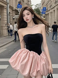 Daiiibabyyy  Pink ballet style pumpkin skirt, women's A-line skirt, new summer unique mid waist fluffy flower bud skirt