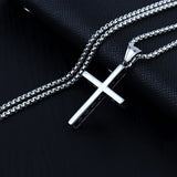 Daiiibabyyy Men Cross Necklace Fashion Stainless Steel Cross Pendant Chain  Sweater Chain Exquisite Retro Cool Punk Hip Hop Jewelry Street