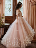 Daiiibabyyy  Pink Applique Wedding Dresses Women Off The Shoulder Ankle-length Evening Party Dress Customized Prom Formal Occasion Dress