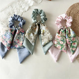 Daiiibabyyy  Double Layered Butterfly Hairband Fresh And Light Floral Fabric Big Hairband High Ponytail Hair Accessories For Girls Women