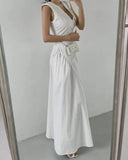 DAIIIBABYYY  -  Spliced Side Pleated Vest Sleeveless Dress Women 2025 Summer New Style French Luxury Slimming Long Elegant