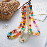 Daiiibabyyy  Trendy Colorful Resin Beads Chain Necklaces for Women Men Boho Handmade Choker Necklaces Vacation Statement Jewelry Gifts