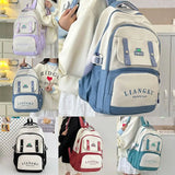 Daiiibabyyy  New Design Nylon School Bag Red Color Large Capacity Backpack Multifunctional Shoulder Bag