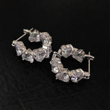 DAIIIBABYYY  -  Exquisite Clear Heart-shaped Cubic Zirconia Hoop Earrings New Trending Sliver Color Plated Wedding Party Ear Accessories