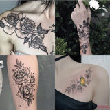 Daiiibabyyy  12pcs Flower Tattoo Stickers Arm Chest Temporary Tattoo Waterproof Fake Tattoo