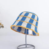 Daiiibabyyy  Casual Crochet Striped Bucket Hat Thermal Wool Cold Cap Korean Style Y2K Panama Hat Girl