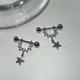 Daiiibabyyy  Personality Design Zircon Star Piercing Stud Earrings for Women Punk Style Fashion Hip Hop Rock Earring Jewelry Accessory Gift