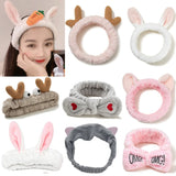 Daiiibabyyy Wash Face Women Hair Bands Soft Warm Coral Fleece Bow Animal Ears Headband for Women Girls Turban Hair Accessories