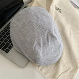 Daiiibabyyy  Japanese Cotton Linen Beret - Summer Lightweight Face Slimming Newsboy Cap for Women Casual Daily