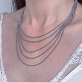 Daiiibabyyy  High-end and versatile silver multi-layer geometric niche clavicle chain