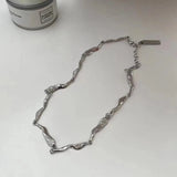 Daiiibabyyy  Irregular Minimalist Geometric Chain Splicing Clavicle Chain Men and Women Hip Hop Chilly Fashion Jewelry Necklace