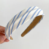 Daiiibabyyy  1PC Blue White Striped & Plaid Headband, Retro Twisted Hair Hoop, Fashion Women Face Slimming Hair Accessories For Daily Styling