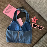 DAIIIBABYYY  -  Thai Style Denim with Chest Pad, Hanging Neck, Small Camisole Vest, Summer Hot Girl Beach Vacation Outfit, Top, Beautiful Back