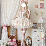 DAIIIBABYYY  -  Japan Lolita Fish Bone Lace Hanging Neck Corset Half Skirt Set Victoria Fashion Tea Party Cute Girl Suit