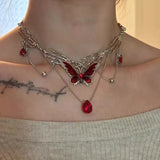 Daiiibabyyy  Y2K Pink Metal Starfish Flower Pendant Necklace for Women Men Luxury Imitation Pearl Beads Choker Clavicle Chain Trendy Jewelry