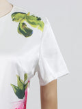 DAIIIBABYYY  -  Temperament Printing Long Dresses For Women Round Neck Short Sleeve High Waist Folds Elegant Spring Dress Female Fashion