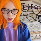 DAIIIBABYYY  -  Y2K Cat Eye Reading Glasses for Women Anti Blue Light Cat Eye Frame Spectacles Computer Eyeglasses Plain Eyewear Face Decor
