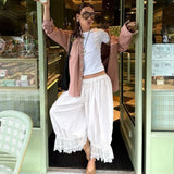 Daiiibabyyy  French Vintage Lace Lantern Pants Women Elastic Waist Loose Casual Streetwear Y2K Hot Girl Trendy All-match Long Trousers