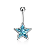 Daiiibabyyy  Y2K Jewelry Blue Crystal Star Navel Nail Sexy Aesthetic Fashion Punk Navel Ring Body Piercing Korean Cool Belly Button Rings