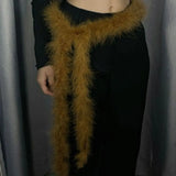Daiiibabyyy  Jeans Pants Decor Super Soft Punk Fur Belt Y2K Warm Soft Belt Fluffy Waist Chain Street Dance Accessory