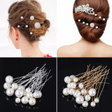 Daiiibabyyy  16Pcs Pearl U-shaped Pins Metal Barrette Hair Clips Wedding Bridal Hairstyle Flral Tiara Hair Accessories Hair Styling Tools