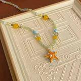 DAIIIBABYYY  -  Fashion Natural Stone Shell Collarbone Charm Starfish Conch Rice Bead Necklace Ladies Party Jewelry Gift