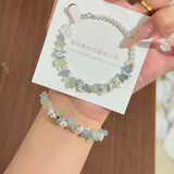 Daiiibabyyy  Sweet Pearl Flower Bracelets for Women Exquisite Colorful Irregular Crystal Gravel Beaded Charm Bracelets Wedding Jewelry