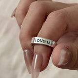 Daiiibabyyy  1/2pcs Love U Letter Handprint Ring for Men Women Niche Design High-end and Versatile Personalized Simple Couple Pairing Ring