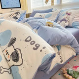 DAIIIBABYYY  -  Bedding Class A All Cotton Face Mask Dormitory Skin friendly Fresh Bed Sheet and Quilt Cover Pure Cotton Four piece Set Three