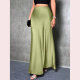 Daiiibabyyy  Black Elegant Satin Midi Skirt Women High Waisted Fashion American Draped Skirt Solid Sexy Bodycon Classic Spring Summer Skirt