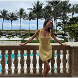 Daiiibabyyy  Women Knitted Hollow Out Mini Dresses Round Neck Sleeveless Off Shoulder Short Dress Lady Casual Summer Holiday Beach Robes
