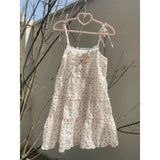 DAIIIBABYYY  -  New Summer Floral Suspender Skirt Waist-hugging Princess Skirt Japanese Sweet First Love Dress