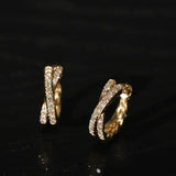 Daiiibabyyy  Sterling Silver Lines Crossing Zircon Stud Earrings for Women Party Fine Jewelry Light Luxury Accessories