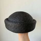 Daiiibabyyy  100% Natural Rice Herb Box Hat Unisex Japanese Summer Sun Protection Sailor Hat American Retro Beach Round Beret