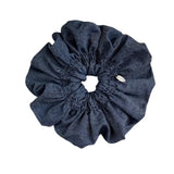 DAIIIBABYYY  -  Denim puff pleated texture hair band high sense large intestine ring women's high elastic hair rope new hairaccessories headgear