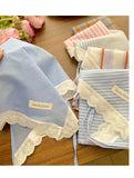 Daiiibabyyy  -  French Lace Striped Headscarf Women Summer  Atmosphere Headgear Hair Accessories Photo Sweet Cute Triangular Towel Thin Headband