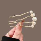 Daiiibabyyy  Pearl Flower U-Shaped Hair Combs for Women Elegant Style Metal Hair Forks Pearl Hairpin Clip Pins Hair Styling Tools Gifts