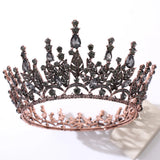 Daiiibabyyy  Baroque Retro Gothic Wedding Party Crown Rhinestone Crystal Full Round Tiaras Headband Bridal Wedding Hair Accessories