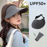 DAIIIBABYYY  -  Seamless Integrated Sunscreen Hat with UV Protection in Summer Foldable Ultra-light Empty Top Hat with Large Brim