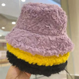 Daiiibabyyy Version of Plush Hat Personality and Ear Protection Lovely Bucket Hat  Woman Winter Face Small Fisherman Hat