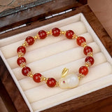 Daiiibabyyy Hetian Jade Bracelets for Women Girl Agate Lovely Rabbit Jewelry Birthday Gift Dropshipping