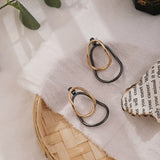 Daiiibabyyy  Punk Two Tone Hollow Geometric Irregular Metal Style Delicate Hollow Earrings Suitable Women's Y2K Jewelry Party Girls Gifts ﻿