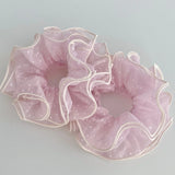 Daiiibabyyy  1PC Light Korean Pink Polka Dot Lace Scrunchie, Sweet Princess Hair Tie, Ins Style Hair Accessory For Women Daily Styling