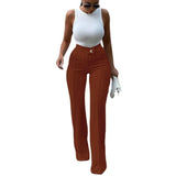 Daiiibabyyy  Women Pants High Waist Straight Trousers Cotton Wrinkle Free Wide Leg Pants Solid Color Beige Black Green Lilac Rust Pants