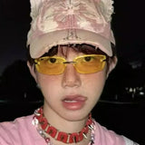 Daiiibabyyy  New Fashion Korean Y2K Sunglasses for Women Men Square Frameless Sun UV Protection Outdoor Sports Outfits Glasses Decoration
